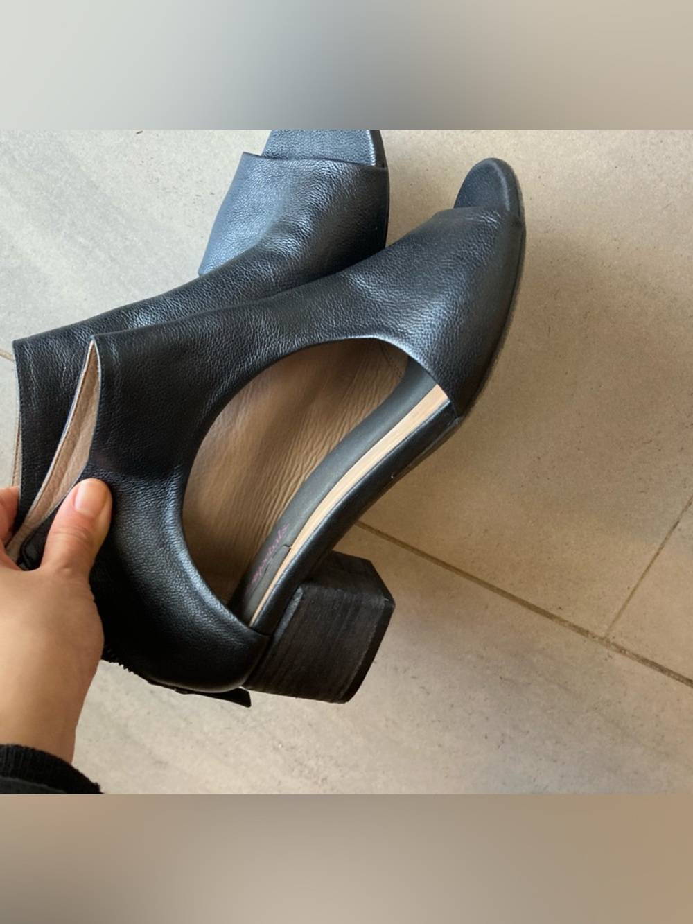 Marsell Women’s Black Open-Toe Leather Ankle Boots 37 - Picture 2 of 4